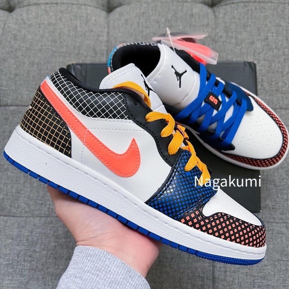 💙🧡 Nike air Jordan 1 Low multicolor shoes - Picture 3 of 4